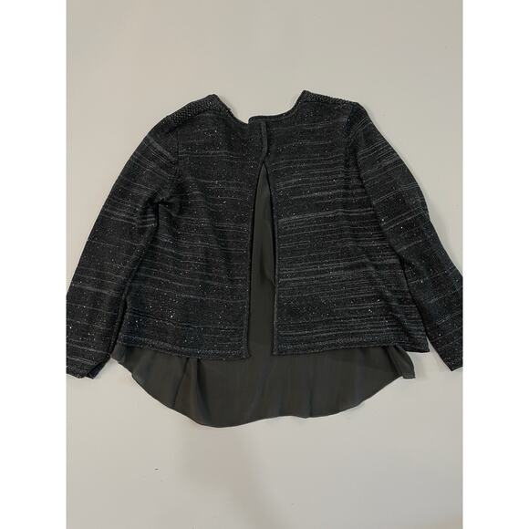 WRAP LONDON Metallic Knit Silk Lined Hi Low Split Back Sequin Sweater WOMEN'S 8 - Picture 4 of 6